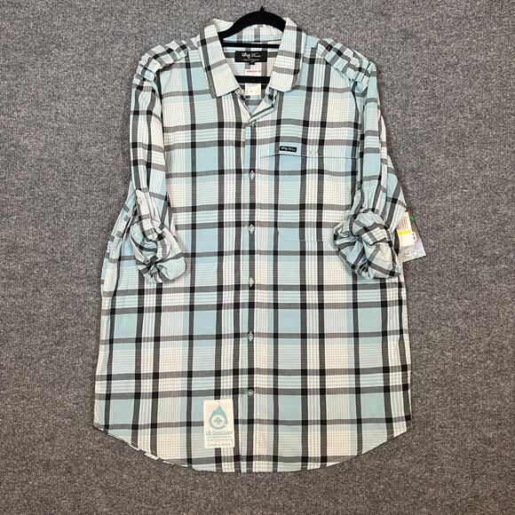LRG Lifted Research Group Shirt Mens Medium Blue Check Plaid Button Up NEW - Picture 1 of 10